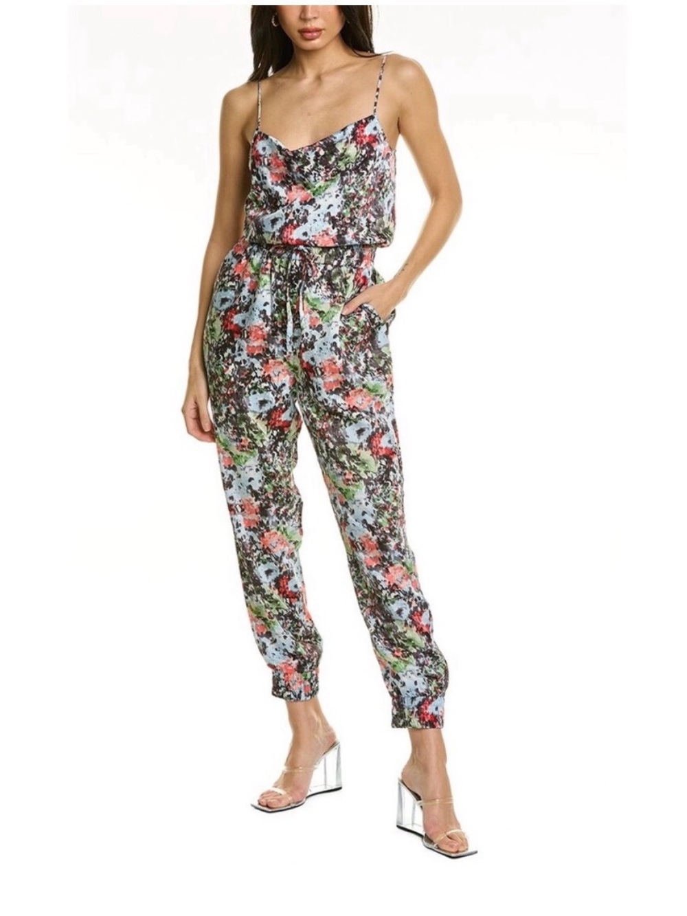 Cinq a Sept Floral Print Spaghetti-Strap Finnley Jumpsuit - Large